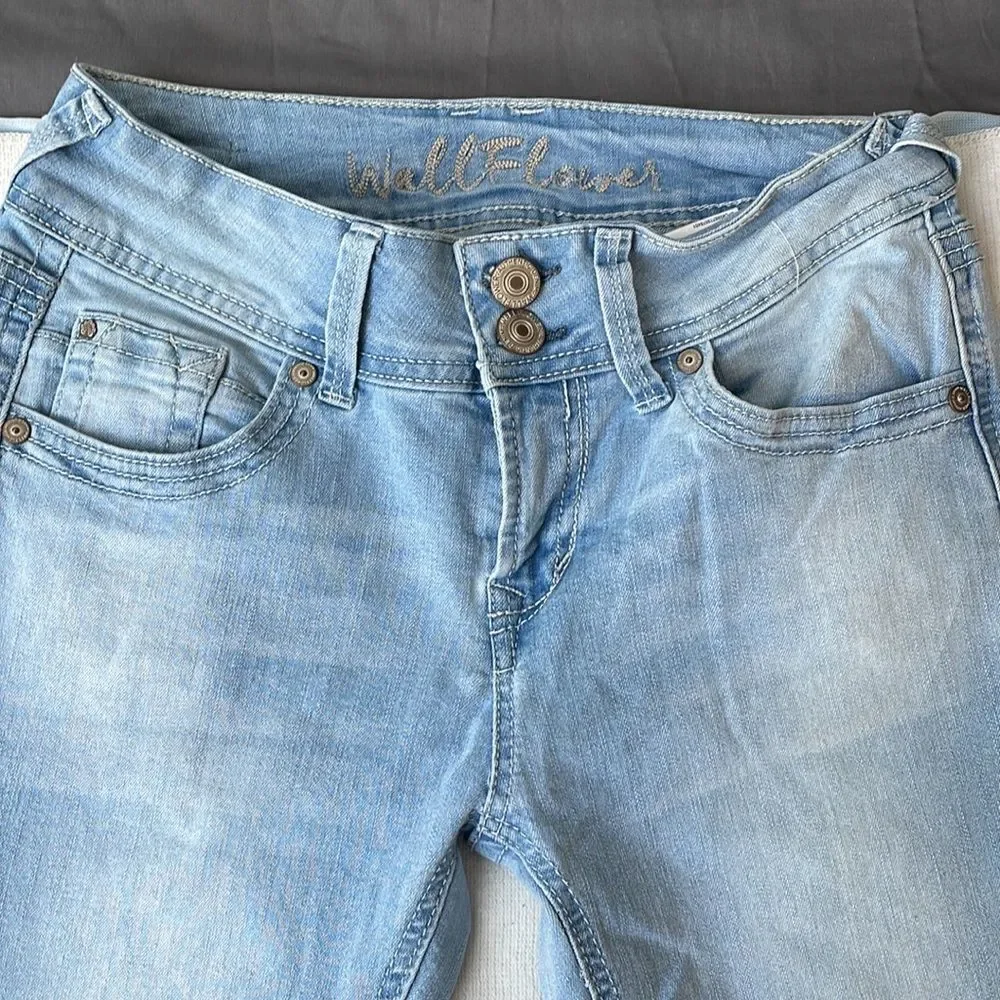 Wallflower light blue jeans skinny jeans double buttons women’s size 3 - Picture 4 of 7
